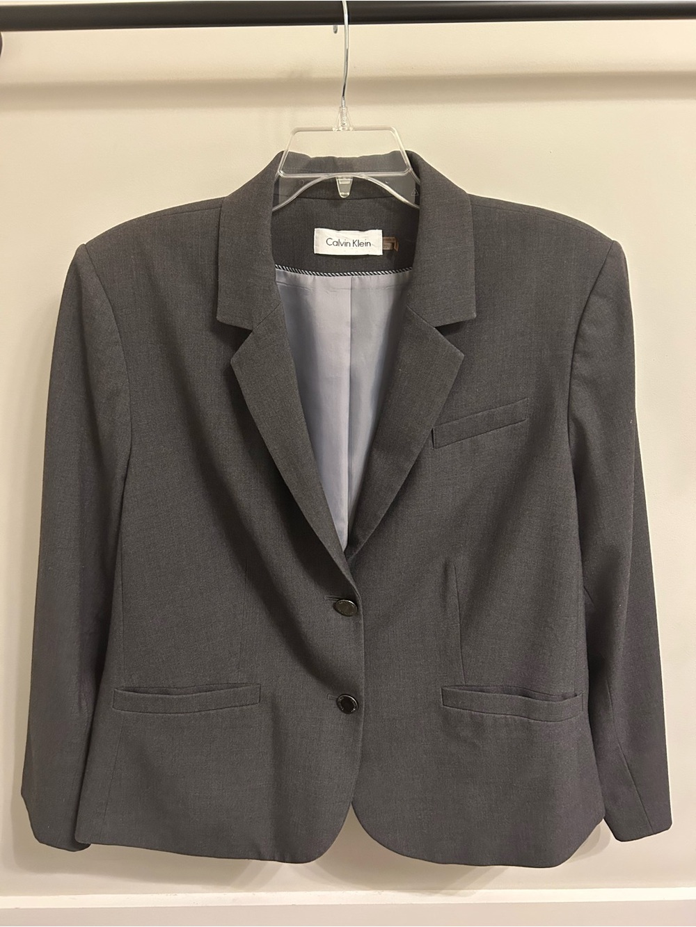 Calvin Klein Women's Charcoal Gray Classic Notch-Lapel Blazer
